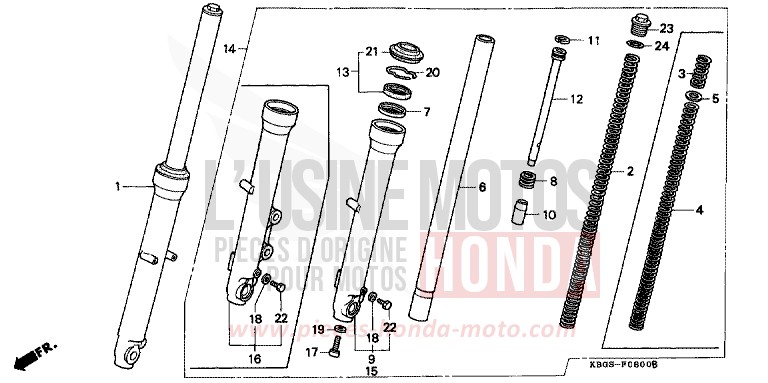 GABEL, VORNE von CB Two Fifty EMINENCE RED METALLIC (R227) von 1999